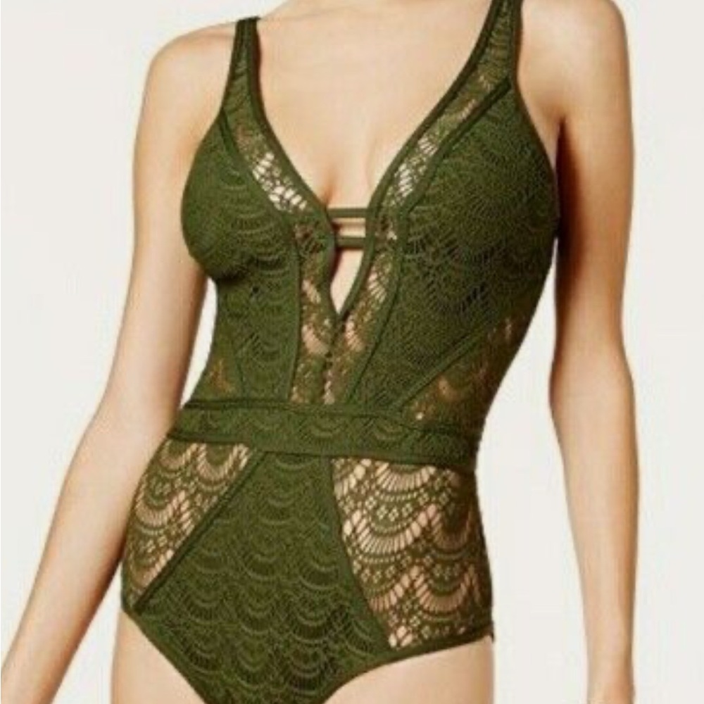 BECCA Olive Lace One Piece Swimsuit
